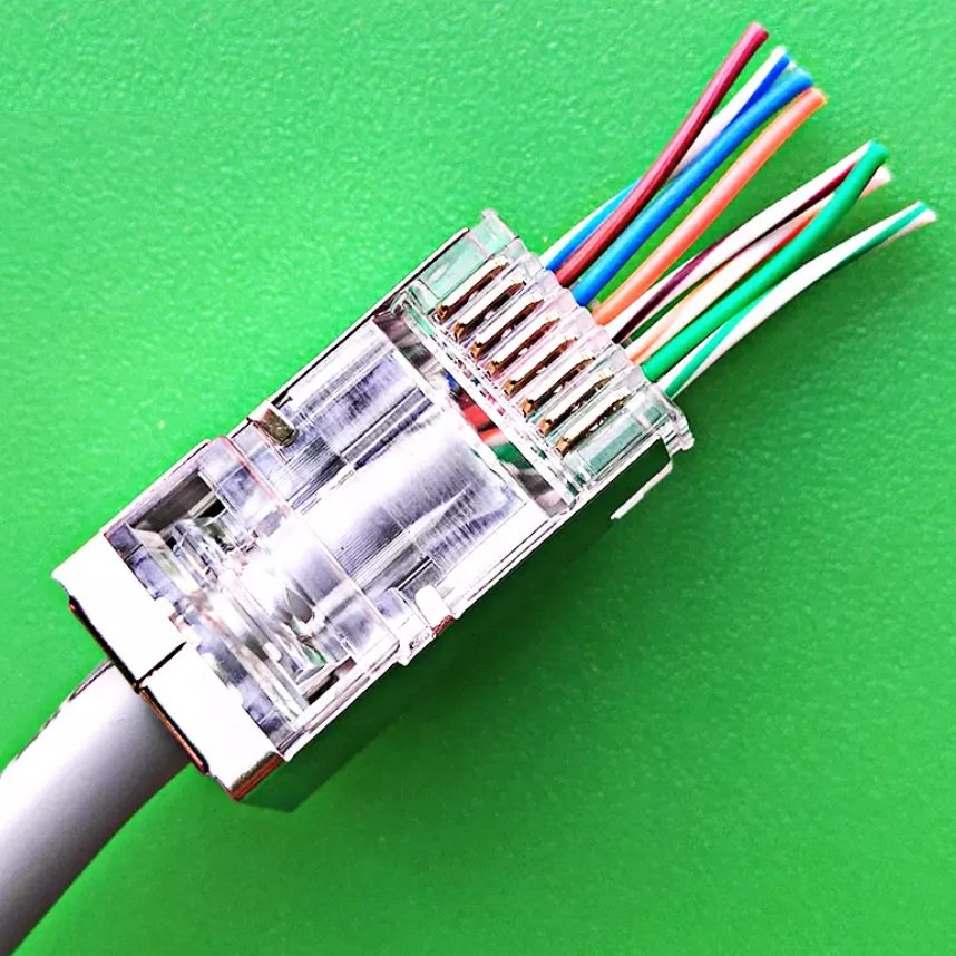 8P8C Ethernet Cat6A Cat7 Rj45 Pass Through Connector