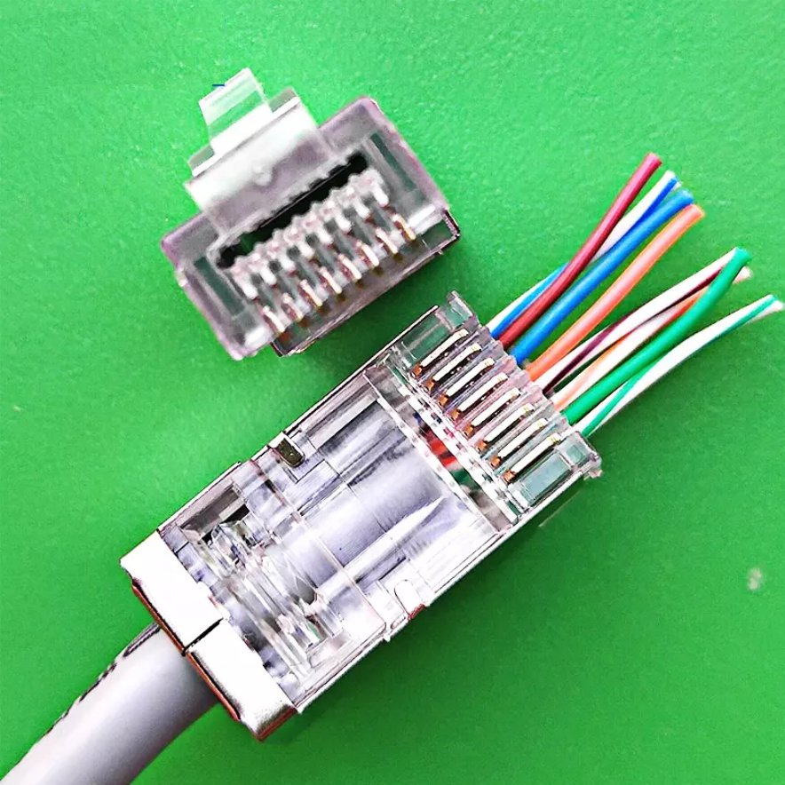 8P8C Ethernet Cat6A Cat7 Rj45 Pass Through Connector