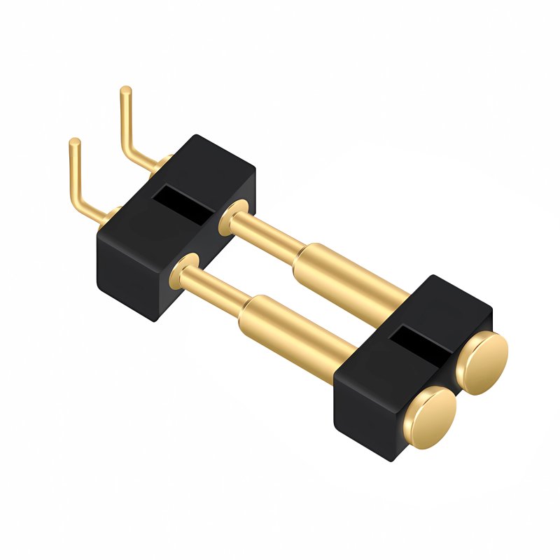 2Pin 2mm Diameter Electronics Gold Plated Pitch 2.54mm Bend 90 Degrees Angled Pogo Pin Connector Male And Female 2 Pin
