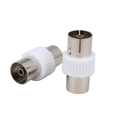 Nickel Lead 9.5mm PAL TV RF Ariel Antenna Coaxial Cable Connector Adaptor - tv Female to tv Female