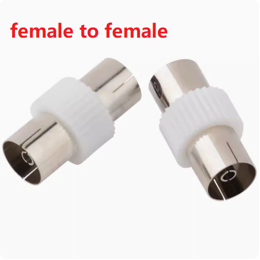 Nickel Lead 9.5mm PAL TV RF Ariel Antenna Coaxial Cable Connector Adaptor - tv Female to tv Female