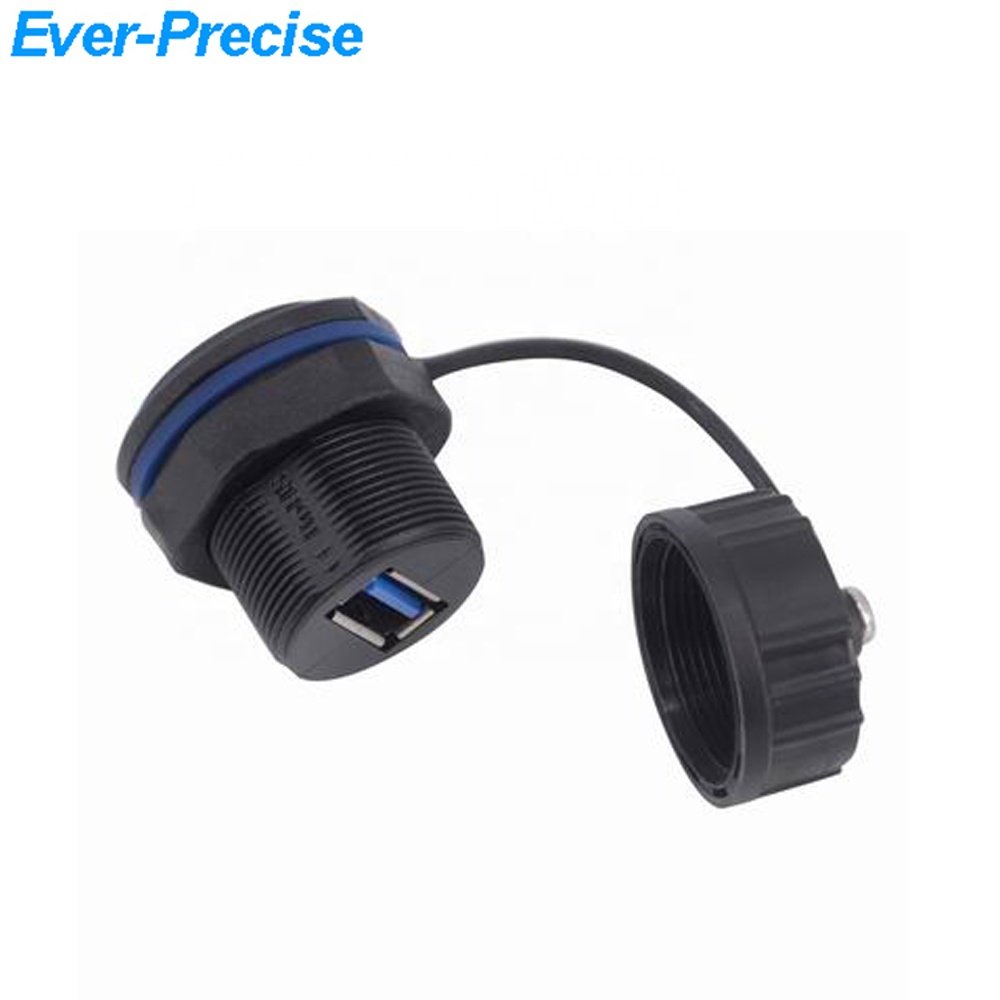 IP67 IP68 Panel Mount M20 USB 3.0 Waterproof Connector A Female to JST PHD 2.0mm 2*5P Connector with dust cap