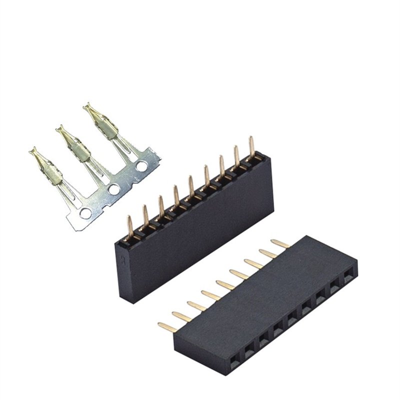 Soulin 2.54mm Pitch Single Douable Row Metal Terminals 180 Degree Straight Female Header for Lighting Sensor Connector