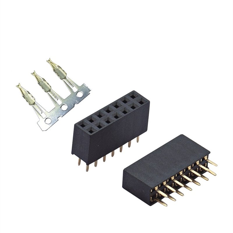 Soulin 2.54mm Pitch Single Douable Row Metal Terminals 180 Degree Straight Female Header for Lighting Sensor Connector