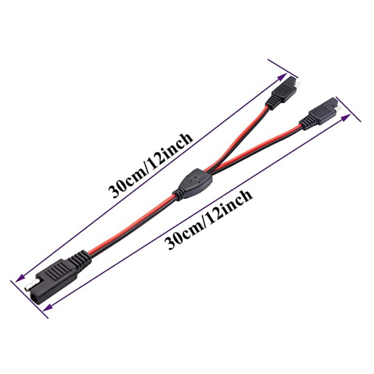 SAE Quick Connector Harness SAE Male Plug to SAE Female Socket Ring Terminal with 15A Fuse 12inches 1-foot 12AWG Extension Cable