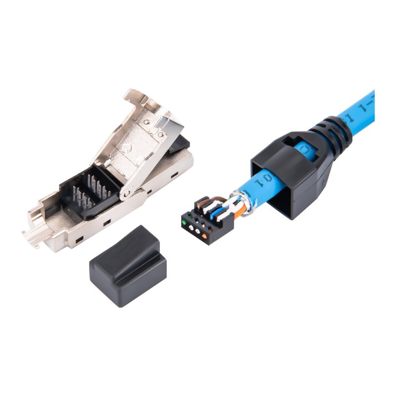 Linkwylan 150 Degree Bendable Angled RJ45 Termination Plug Cat 6A Field Connector Shielded Toolless Quick Installation