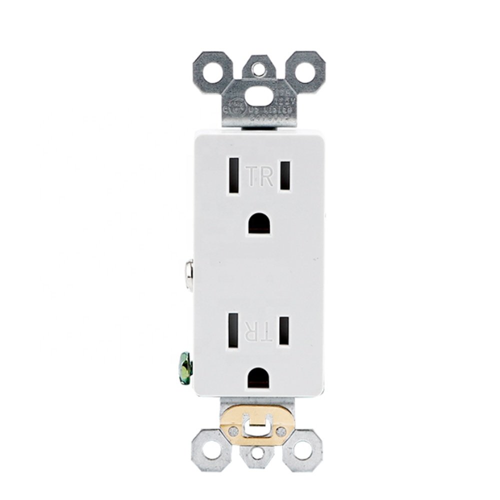 US Standard Duplex Receptacle 110Volt Electrical Connector Receptacle Outlet Socket 15A Decorate Wall Socket