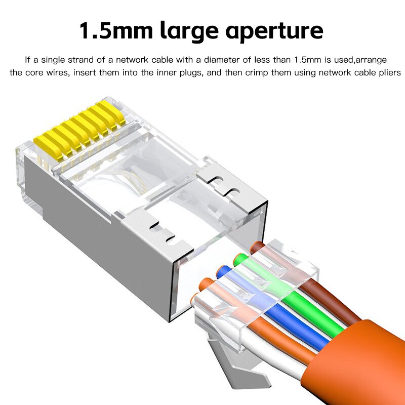Cat7 RJ45 Connector 1.3mm Crystal Plug Shielded Connector