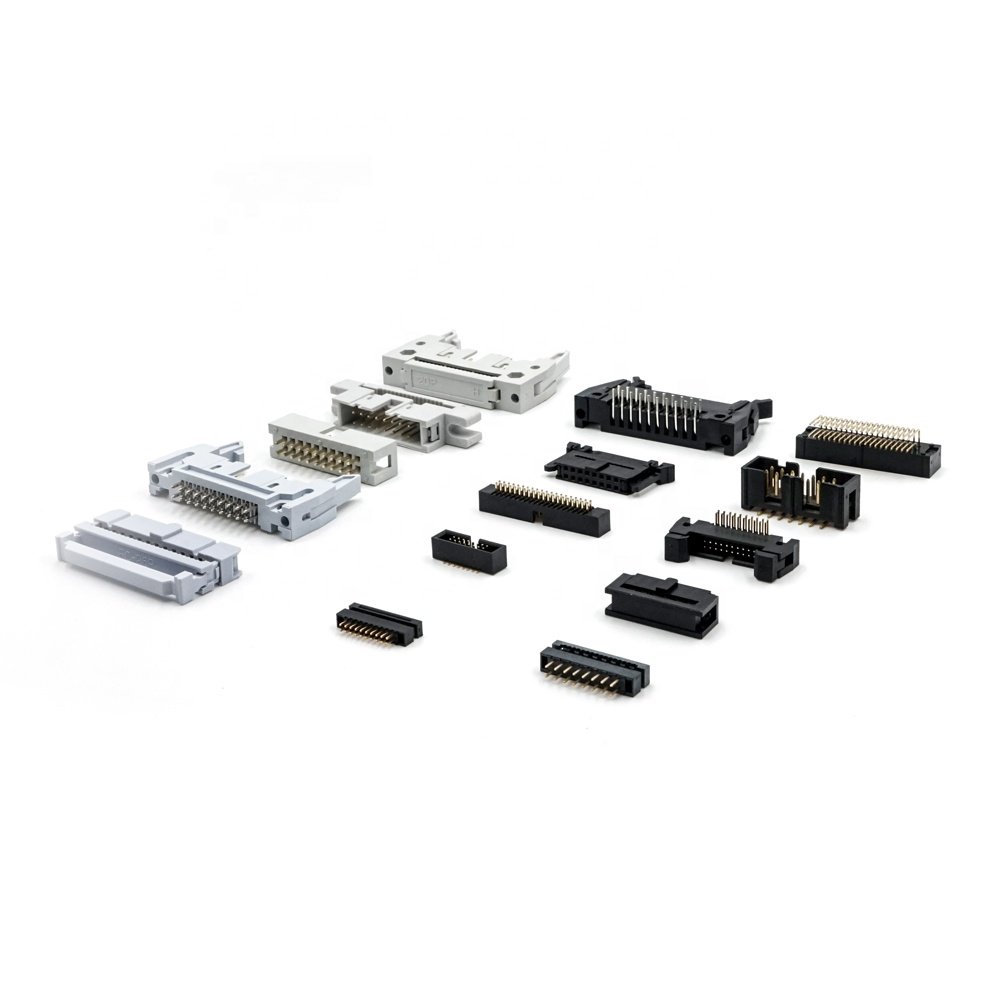LECHUAN 6/8/10/14/16/20/24/26/30/34/40/50Pin Pitch 2.54mm(1") Black DIP Plug IDC Connector Flat Wire to Board Connector