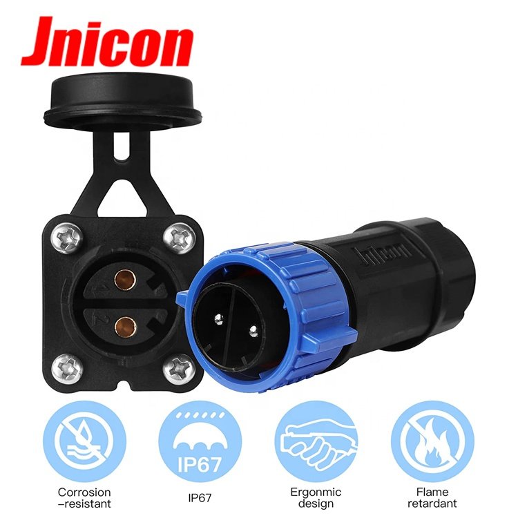 M25 2 core male female IP67 waterproof connector with 10AWG for boat DC power