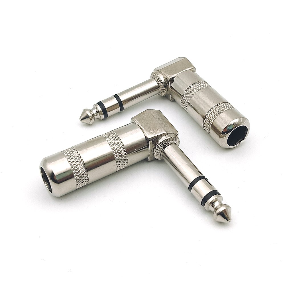 2 Pole 90 Degrees Stereo Amplifier Microphone Plug 6.35 mm Audio Guitar TRS Plug Connector