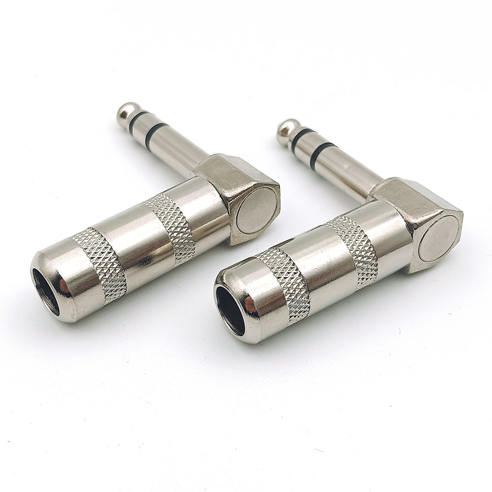 2 Pole 90 Degrees Stereo Amplifier Microphone Plug 6.35 mm Audio Guitar TRS Plug Connector
