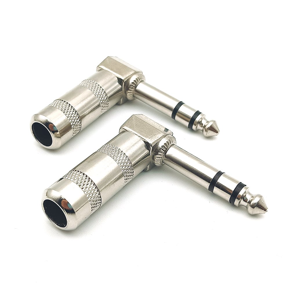 2 Pole 90 Degrees Stereo Amplifier Microphone Plug 6.35 mm Audio Guitar TRS Plug Connector