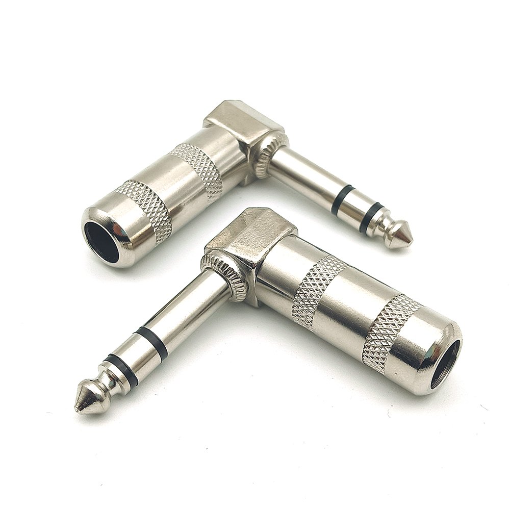 2 Pole 90 Degrees Stereo Amplifier Microphone Plug 6.35 mm Audio Guitar TRS Plug Connector