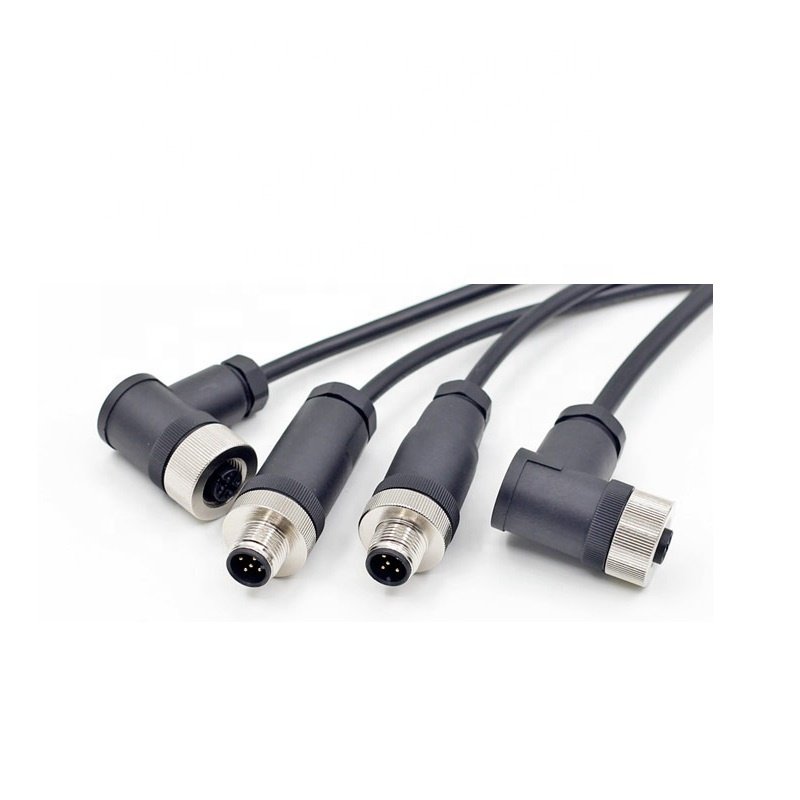 IP67/68 3/4/5/8/12 Pin Waterproof M12 Male and Female Straight Assembly plastic Plug Connector with A/B/C/D Coding