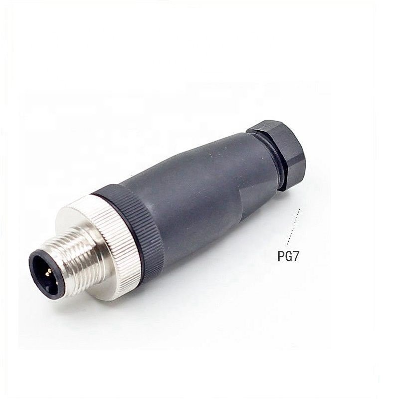 IP67/68 3/4/5/8/12 Pin Waterproof M12 Male and Female Straight Assembly plastic Plug Connector with A/B/C/D Coding