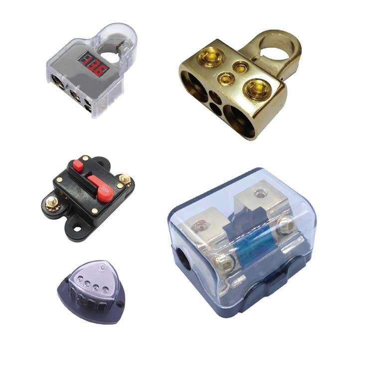 Customizable Label Copper Terminal Connector 0Ga Input 4X4Ga Output Distribution Block Car Audio Power Distribution Block