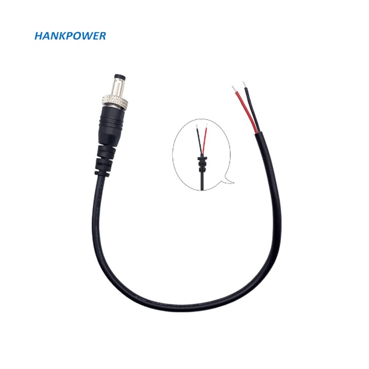 DC5521 male power cable with nut thread screw lock tooth DC connector extension cable