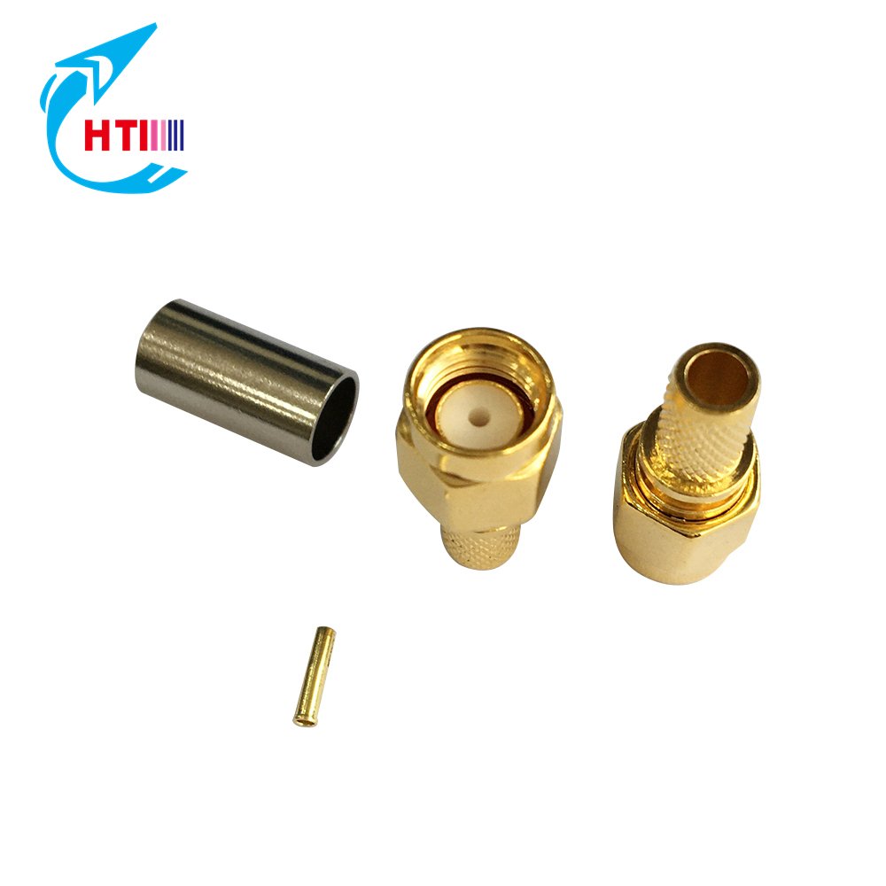 rf adaptor Factory price RP-SMA Plug Crimp Connector For RG58 Cable rp sma male connector lmr240
