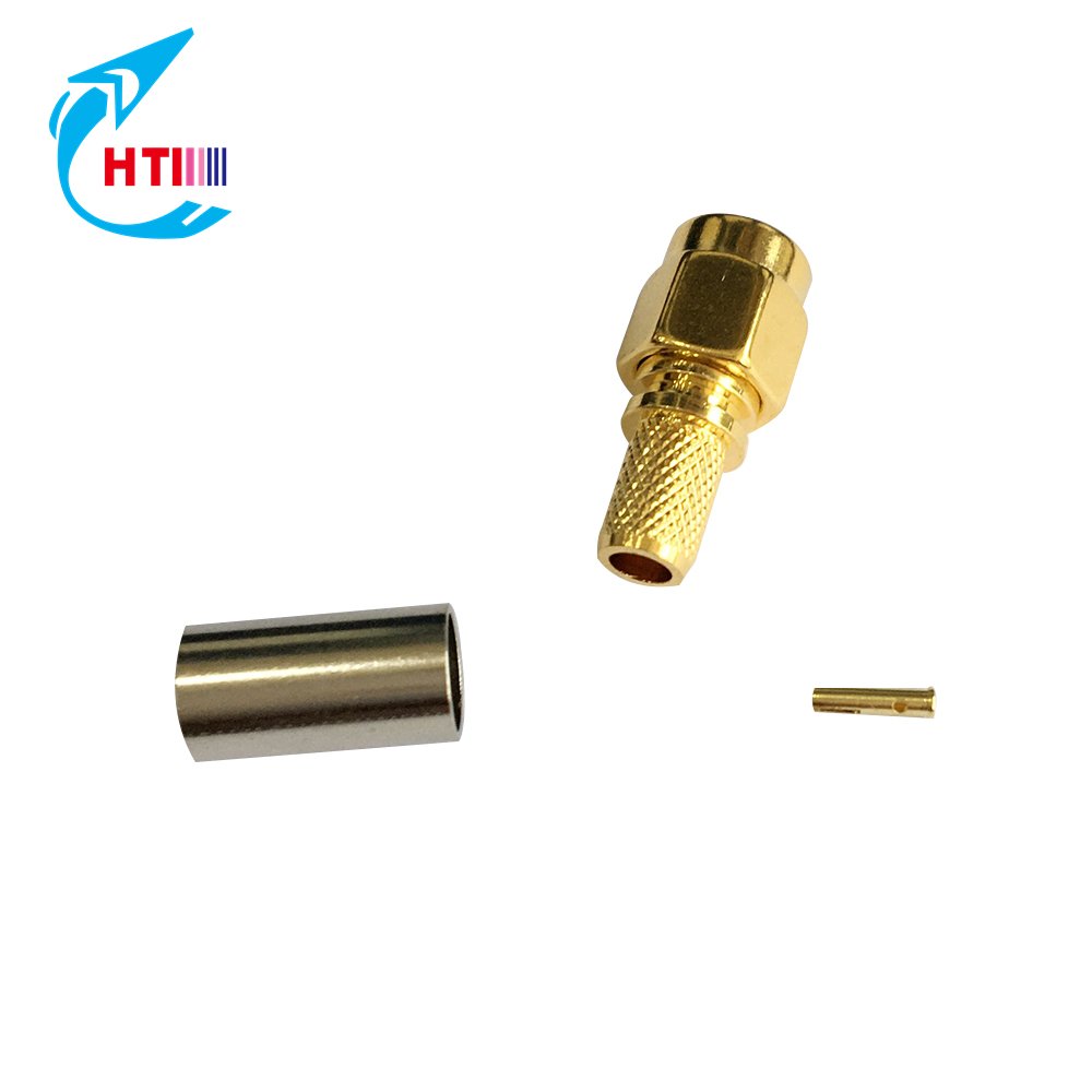 rf adaptor Factory price RP-SMA Plug Crimp Connector For RG58 Cable rp sma male connector lmr240