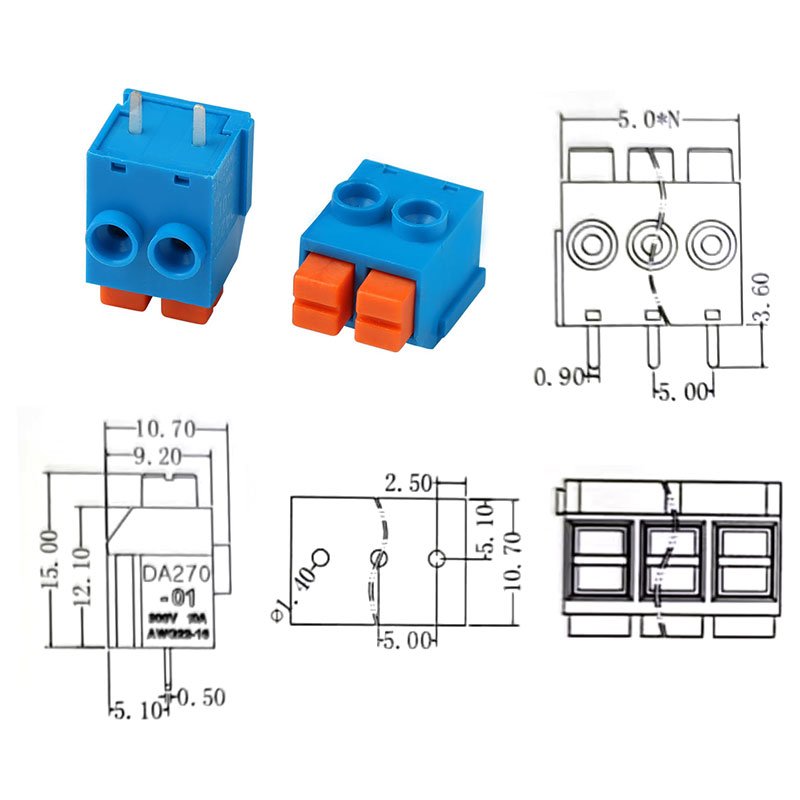 5.0mm 2pins Pcb Screw Terminal Block 270-01-5.0-2p Screw Terminal Block Connectors