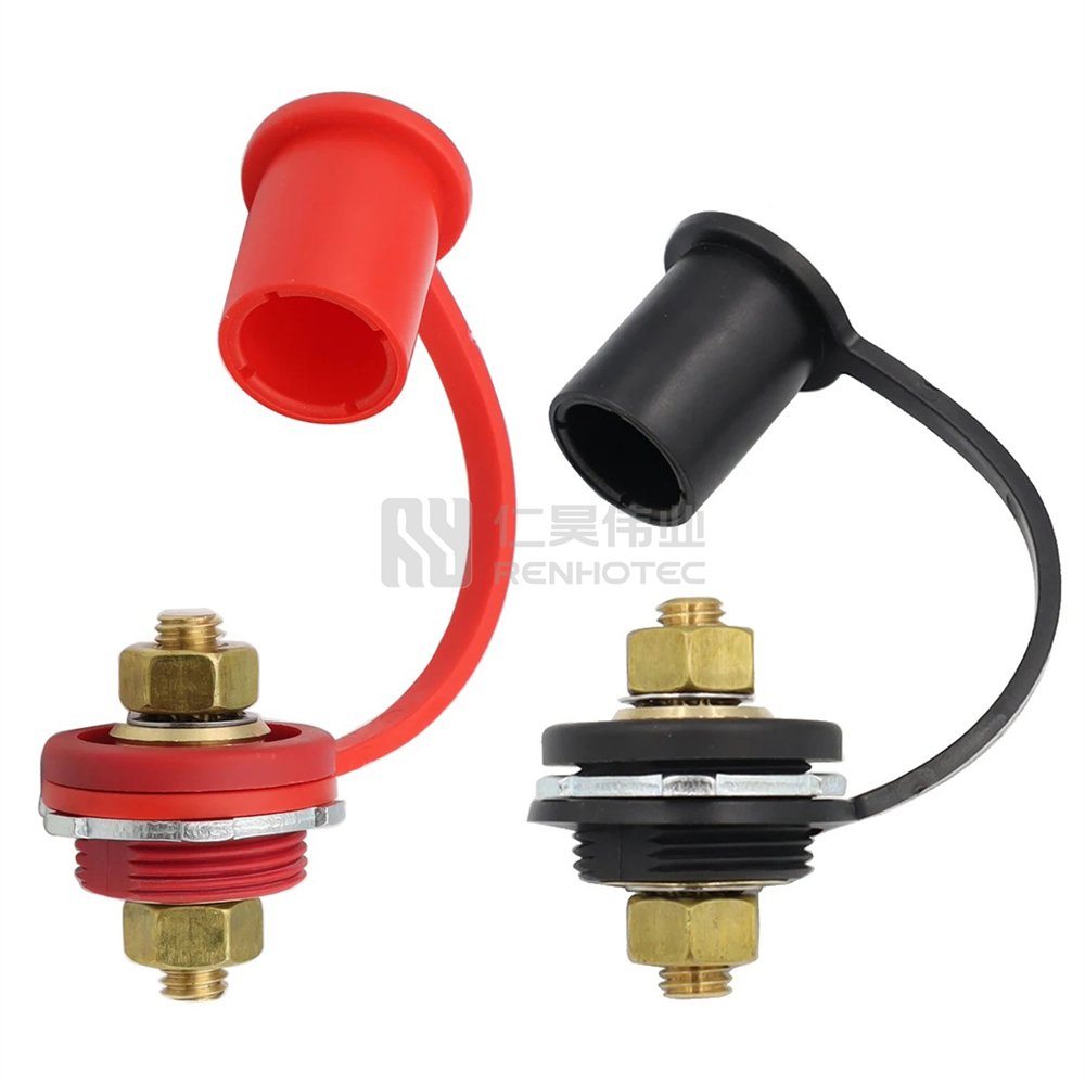 3/8" Studs Screw Copper 250A Battery Charger Post Terminal Connectors With Cover For Marine Truck