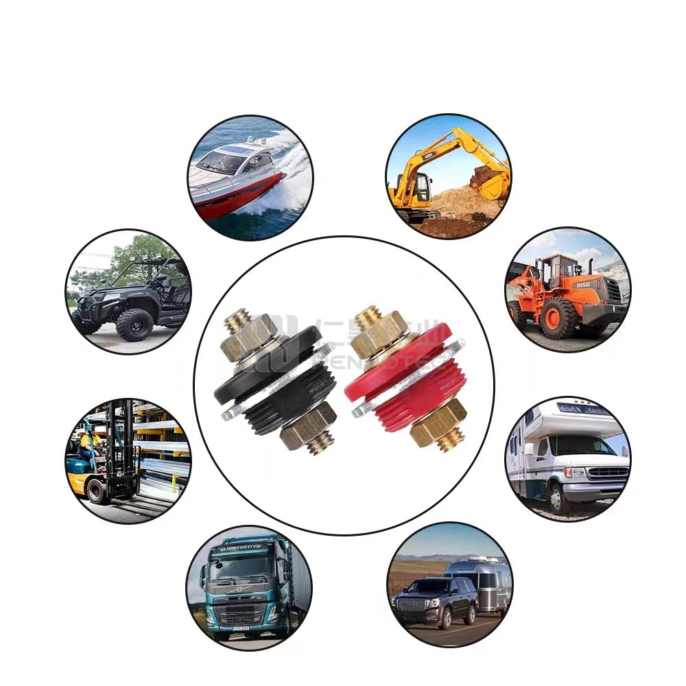 3/8" Studs Screw Copper 250A Battery Charger Post Terminal Connectors With Cover For Marine Truck