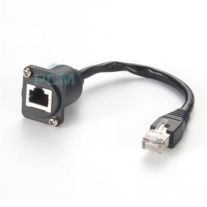D Type Ethernet Panel Mount Extension Cable RJ45 Male to Female Cabinet Mount Cable Cat6 Chassis Mount Feedthrough connector