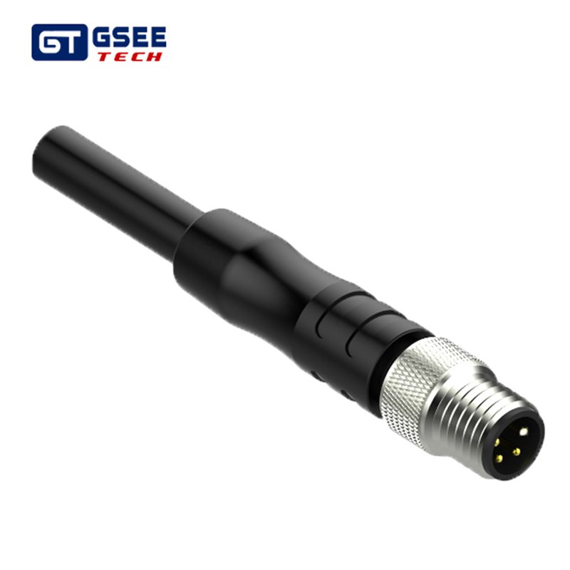 Waterproof Ip67 Male Female Straight Molding 90 Degree 3/4/5/6/8pin M8 Circular Connector With Shield Wire