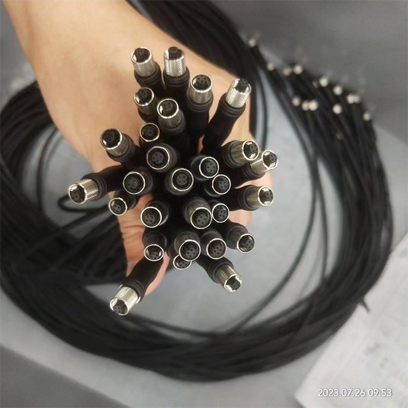 Waterproof Ip67 Male Female Straight Molding 90 Degree 3/4/5/6/8pin M8 Circular Connector With Shield Wire