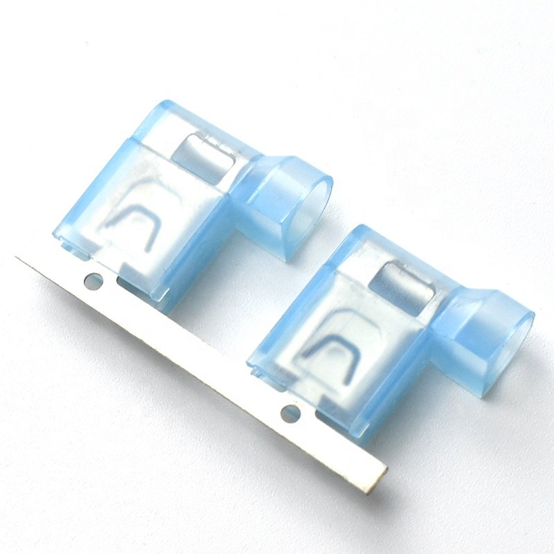 QWT Nylon FLDNY Blue Fully Insulated Copper 6.3mm Female Joint Terminales Crimp Spade Flag Type Terminal