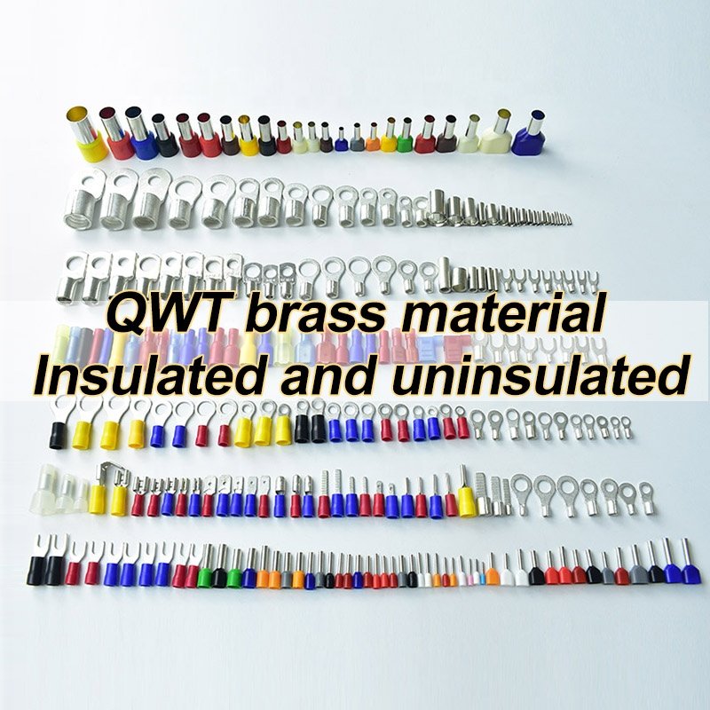 QWT Nylon FLDNY Blue Fully Insulated Copper 6.3mm Female Joint Terminales Crimp Spade Flag Type Terminal