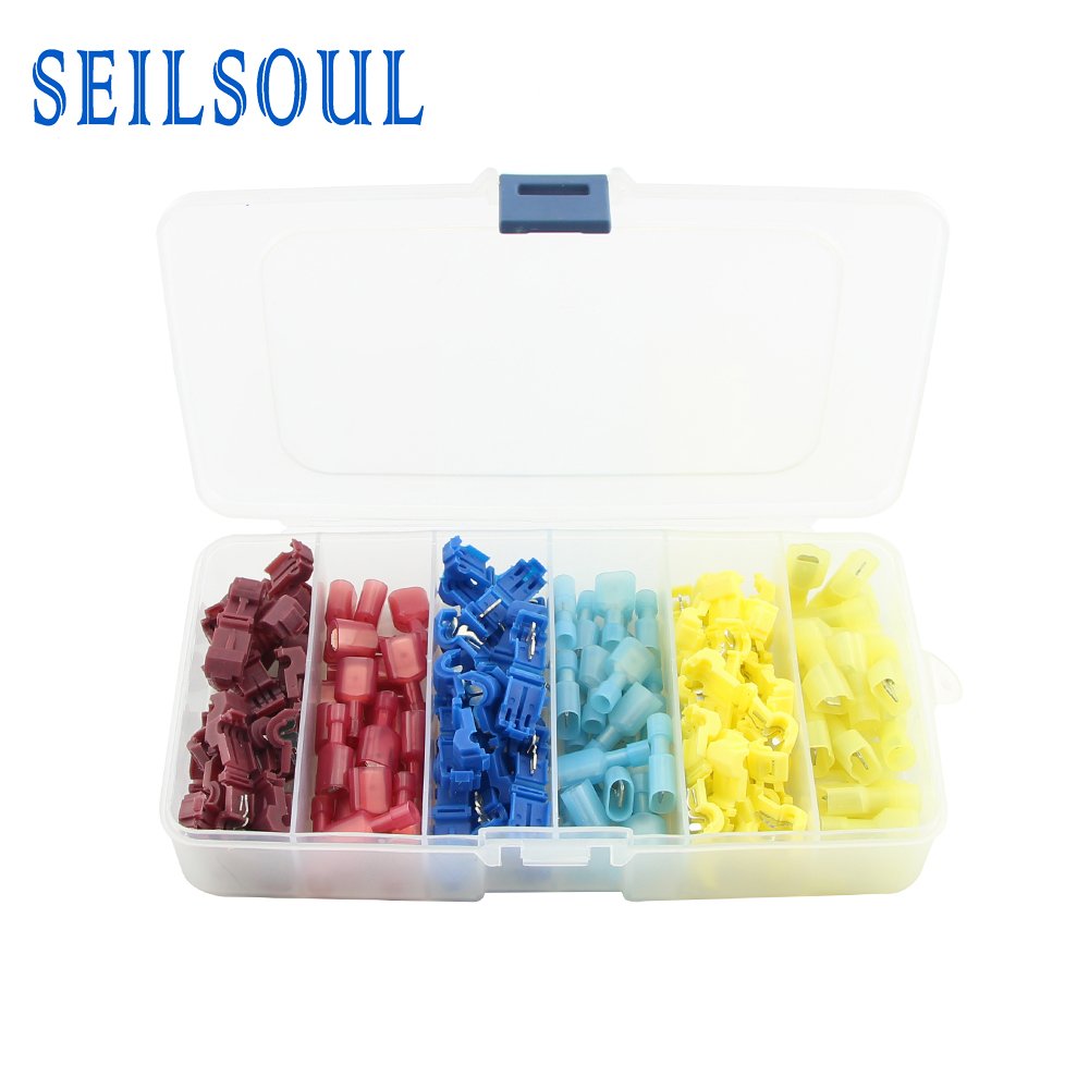 120PCS T-Tap Electrical Connectors Quick Wire Splice Taps and Insulated Male Quick Disconnect Terminals