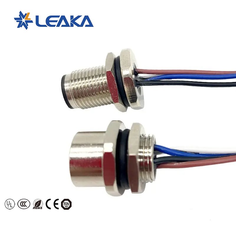 Wholesale M12 Brass Cable Assembly Waterproof 4-Pin Panel Connector with Wire for PCB & Power ODM Cable Socket/Plug Panel