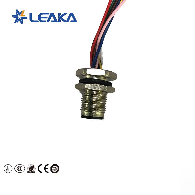 Wholesale M12 Brass Cable Assembly Waterproof 4-Pin Panel Connector with Wire for PCB & Power ODM Cable Socket/Plug Panel