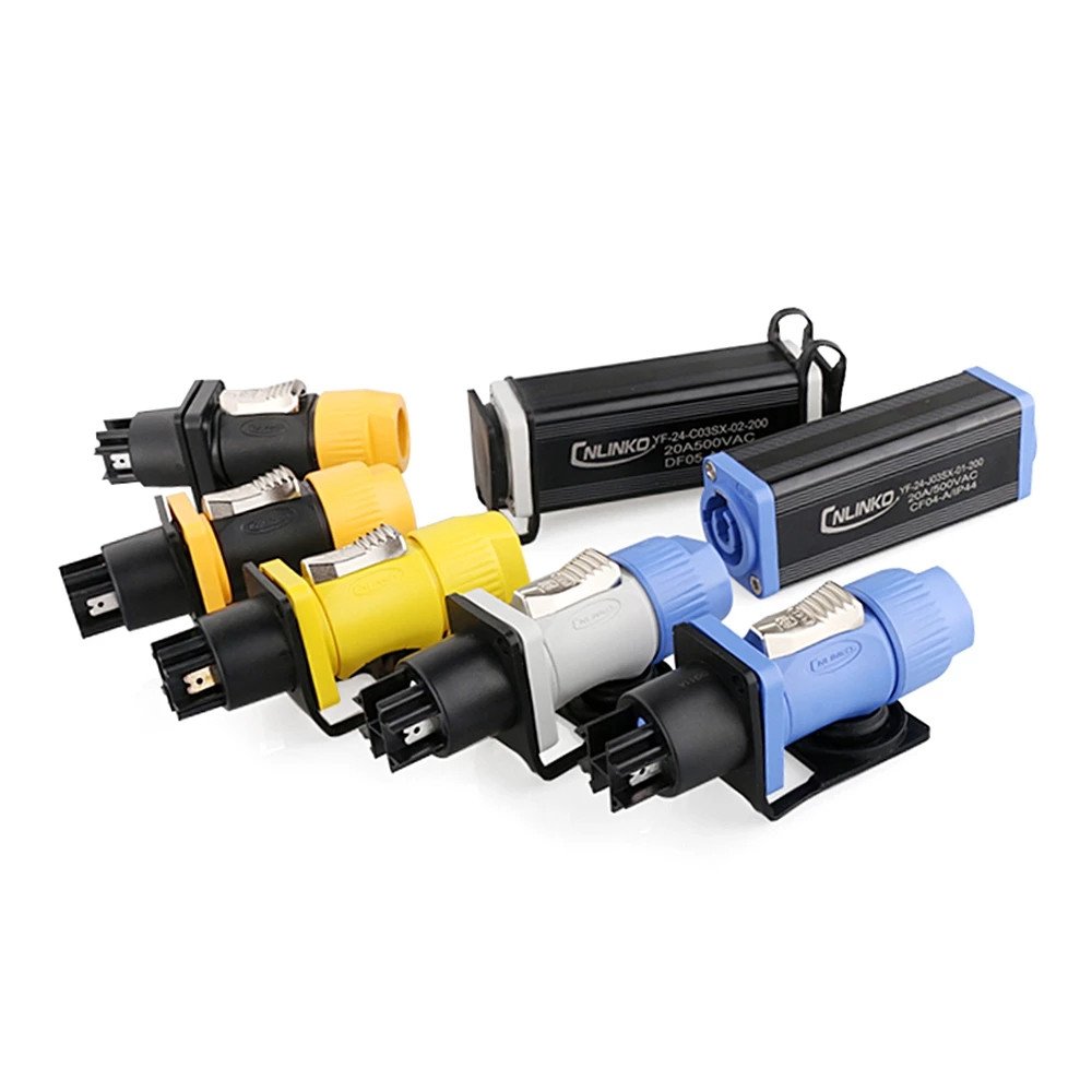 Cnlinko IP65 YF24 waterproof 3 Pin Powercon Electrical Male female Plug Sockets wire tap M24 connector