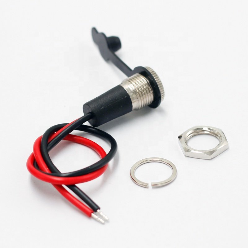 DC-099 DC Power Jack Cord Socket Threaded Female Mount Connector Adapter 5.5x2.1/5.5x2.5MM 10A with Waterproof Cover