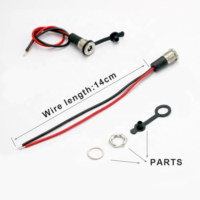 DC-099 DC Power Jack Cord Socket Threaded Female Mount Connector Adapter 5.5x2.1/5.5x2.5MM 10A with Waterproof Cover