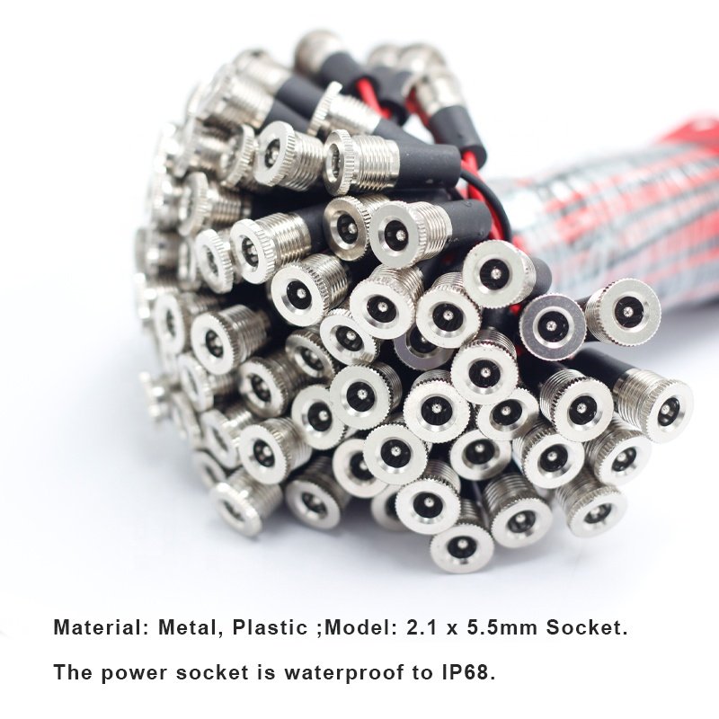 DC-099 DC Power Jack Cord Socket Threaded Female Mount Connector Adapter 5.5x2.1/5.5x2.5MM 10A with Waterproof Cover