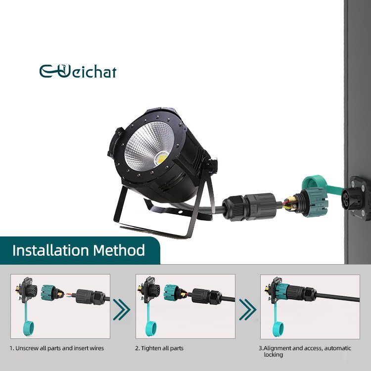 E-Weichat 2024 E-Weichat Led Lighting Plastic Screw Type Panel Mount Waterproof Ip68 Male Female Flange Coupling Connector