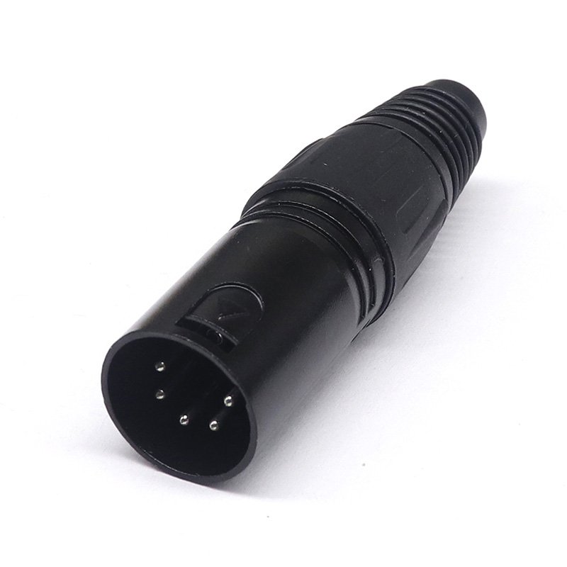XLR 5-Pin Male Black Connector for Audio Communication Device Connections