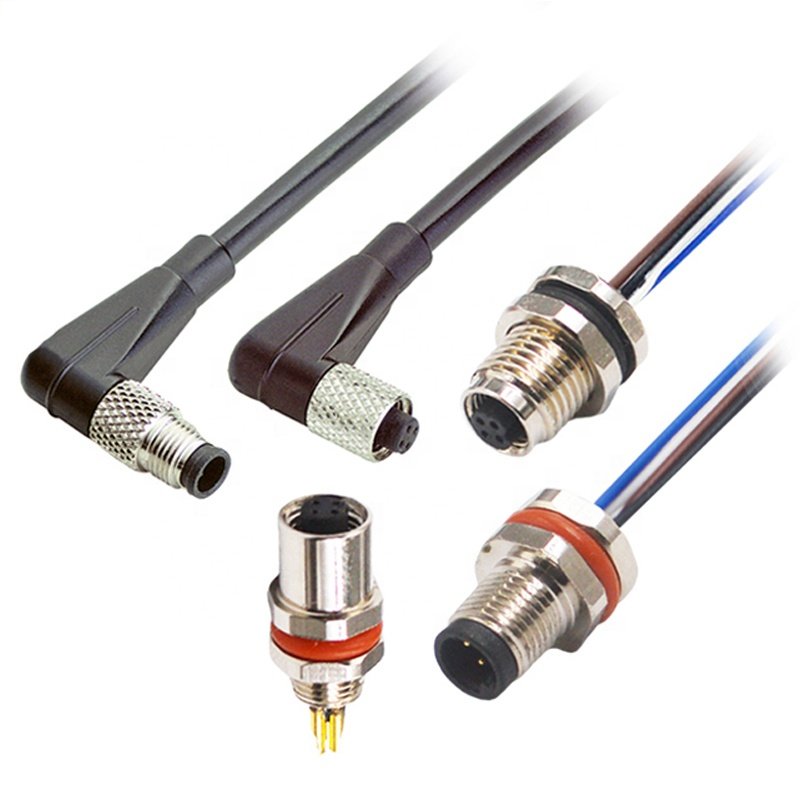 M5 connector M5 circular Fixed srcew type m5 rear panel mount sensor connector with wires