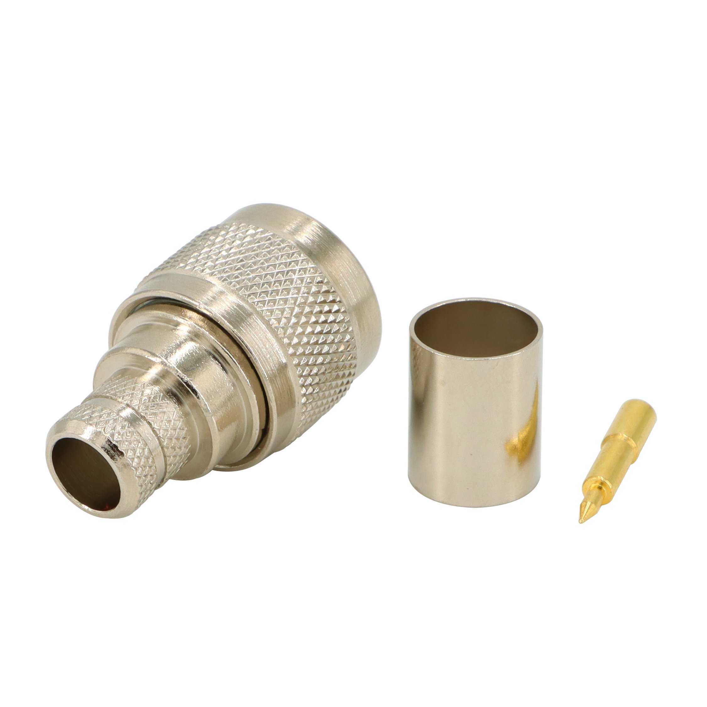 N Male Plug Crimp RF Coaxial Connector 50 ohm for RG8 RG223 LMR400 Coax Cable Nickel Machined Brass Construction