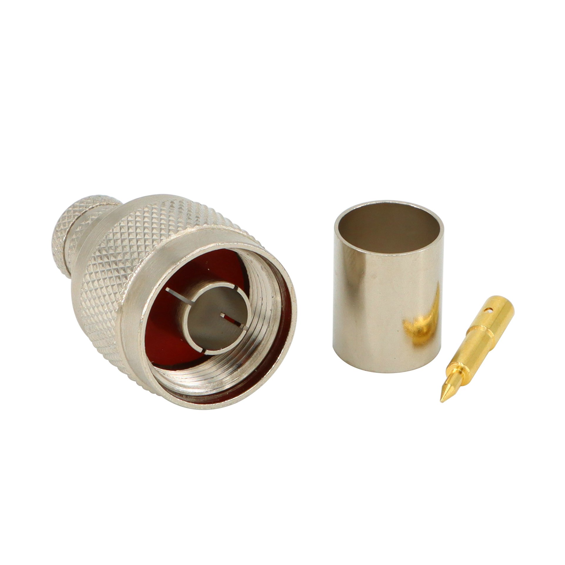 N Male Plug Crimp RF Coaxial Connector 50 ohm for RG8 RG223 LMR400 Coax Cable Nickel Machined Brass Construction