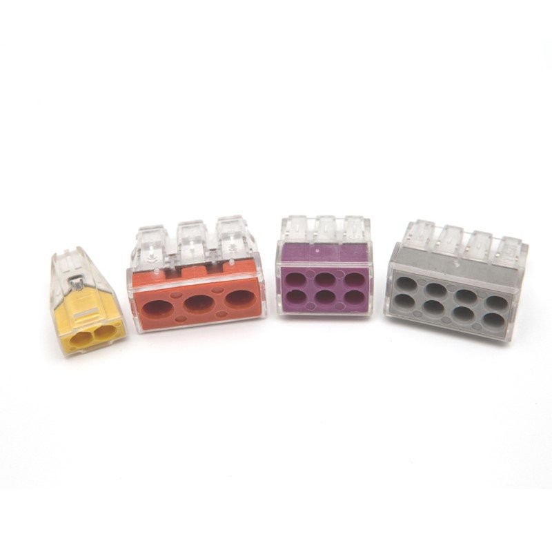 Compact Lever Nut Wire Conductor Quick Terminal Block 222 spl-4 4 Circuit Inline Splice Connector push wire connector