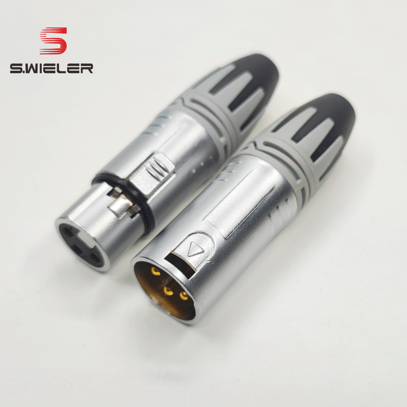 Direct Sale XLR 3PIN Male Female Mic cable Plug Connector with Chrome OFC DMX Cannon-M Microphone Connector