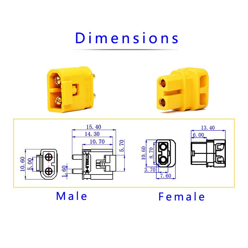 Original Amass XT30ULW XT30ULW-F 90 Degree Soldering Wire Connector RC Female XT30UL XT30-ULW Plug Adapter With Lock Buckle