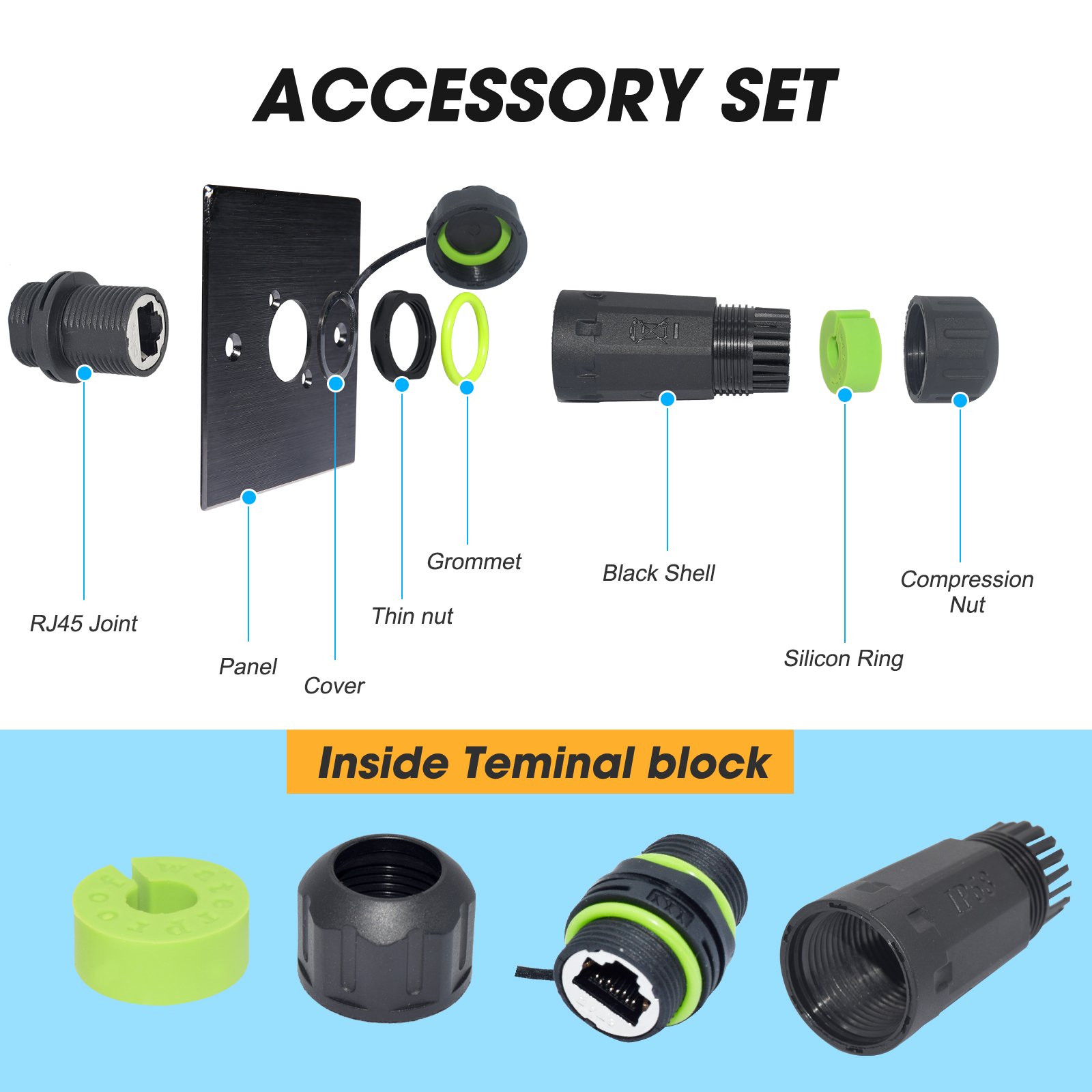 YXY Network CAT6 Zinc alloy Connector Panel Mount IP68 Waterproof RJ45 M20 connector wire Ethernet Jack copper cable wire