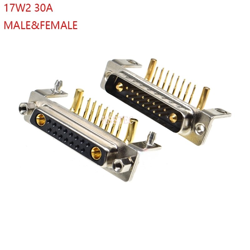 17W2 30A MALE FEMALE high current CONNECTOR right angle D-SUB adapter PCB solder type 15+2 plug jack high power 17 Position