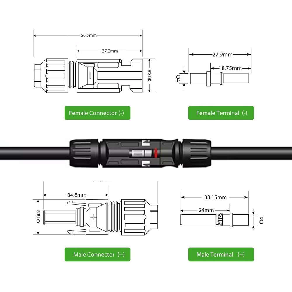 Factory Wholesale IP67 Waterproof 1000V/1500V DC Solar System Connector with Long Service Life and Easy Disassembly Design